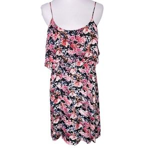 Gemma Silk Floral Casual Sleeveless Dress with Ruffle Neckline